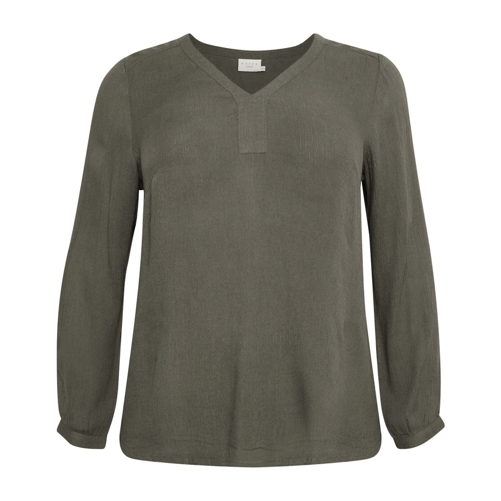 Kaffe Curve V-hals Lange Mouw Blouse Grape Leaf Green Dames