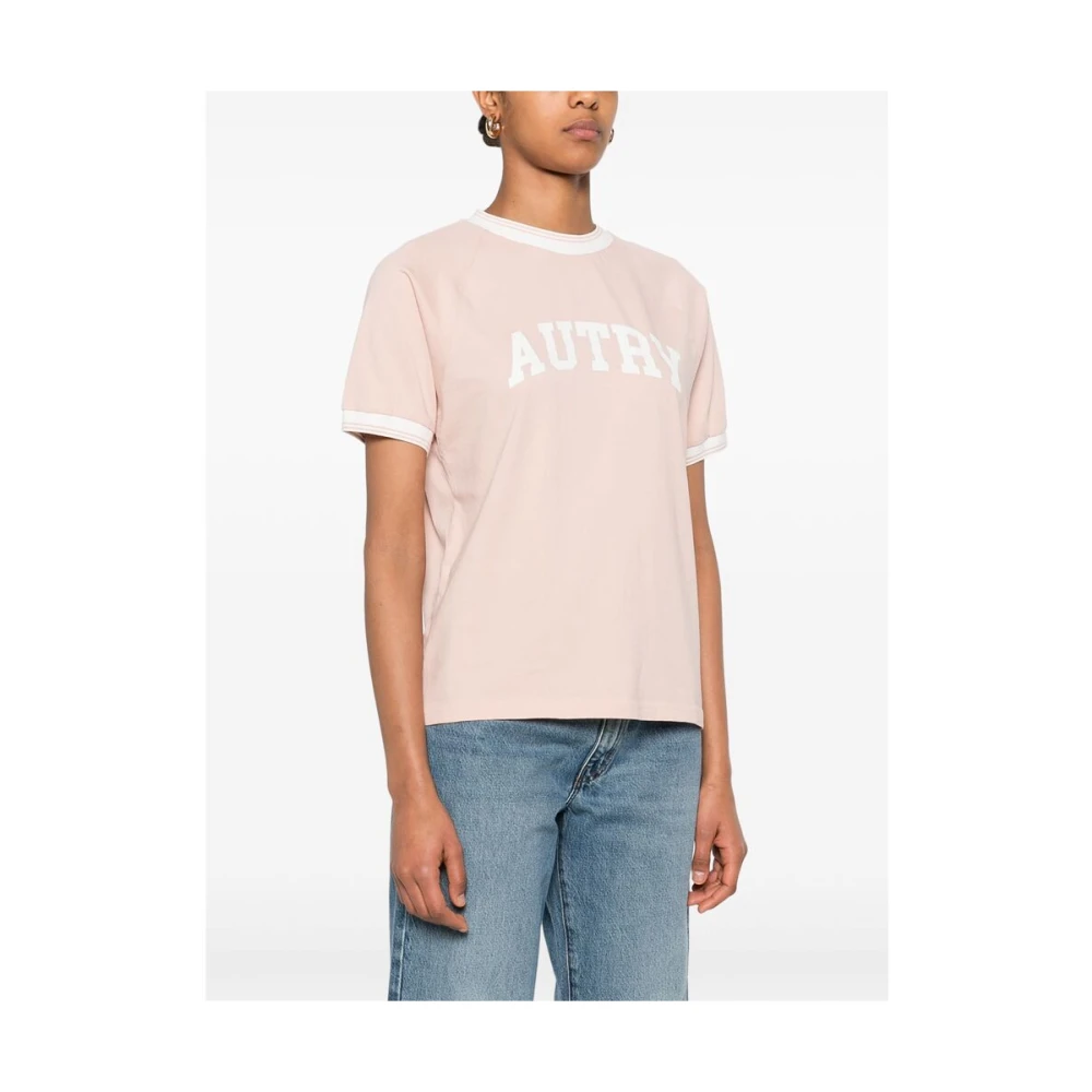 Autry Roze Gestreepte Raglanmouw Ronde Hals Pink Dames