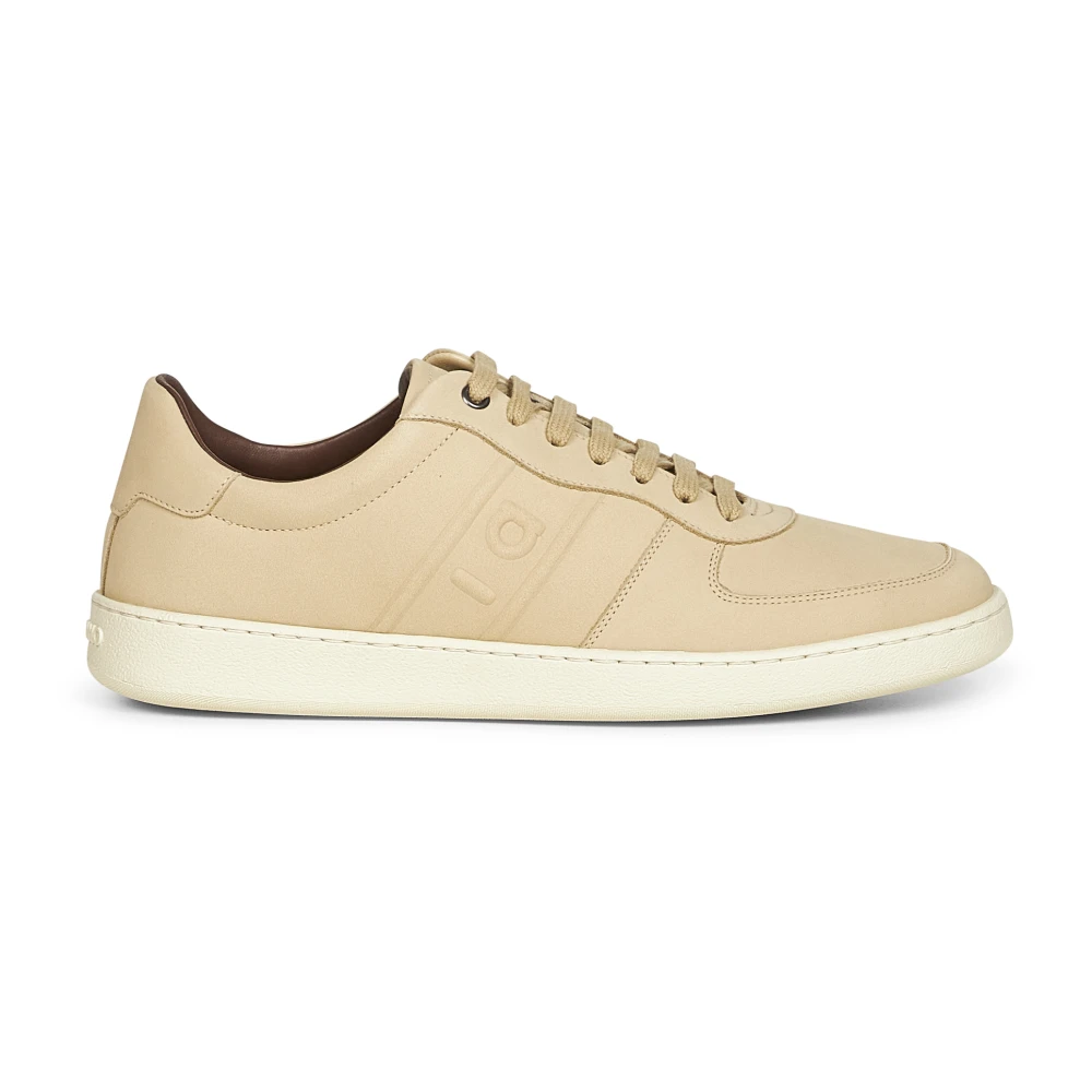 Ferragamo Herren Beige Nubuck Lace-Up Sneakers
