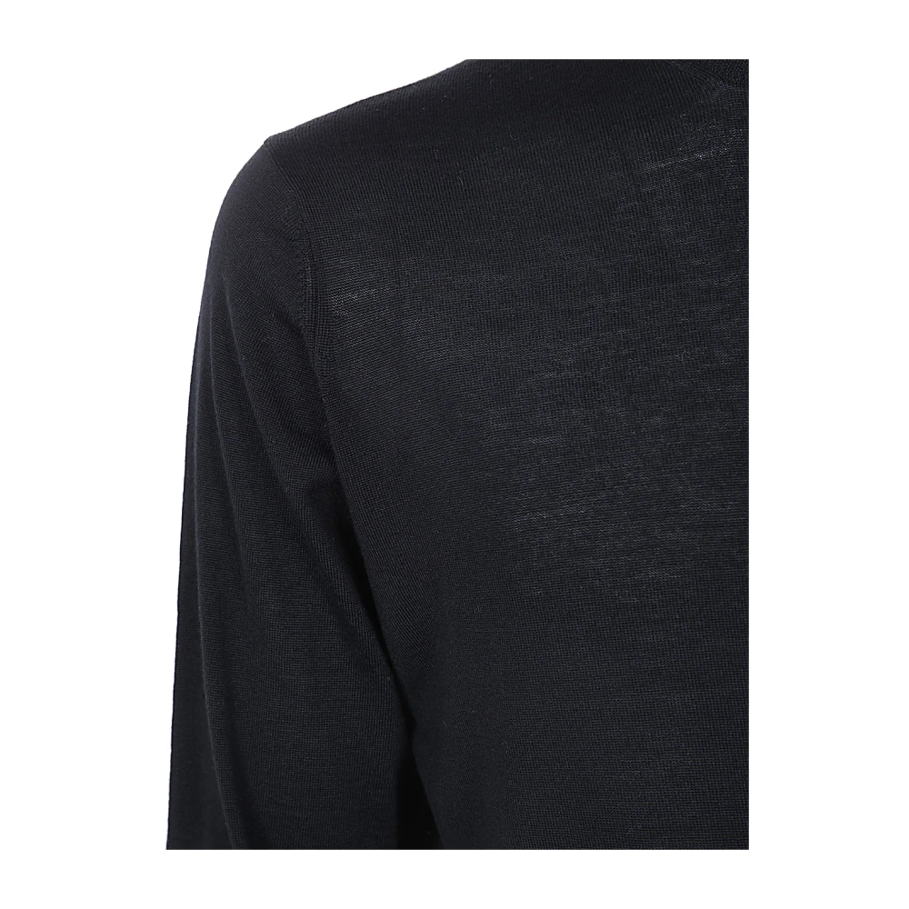 Filippo De Laurentiis Zwart Merinos Ronde Hals Lange Mouwen Black Heren
