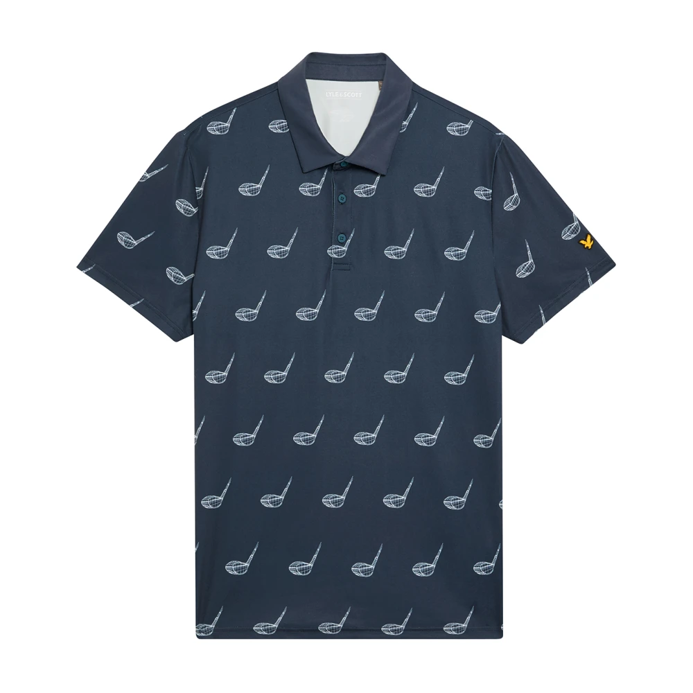 Lyle & Scott SS Polo Shirts Micro Club Printed Polo Shirt Blue Heren