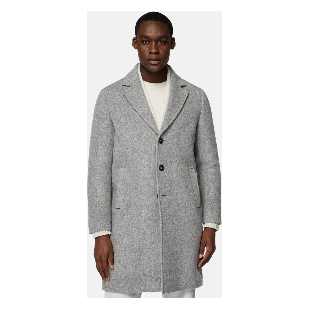 Boggi Milano Enkelrijige wollen jas Gray Heren