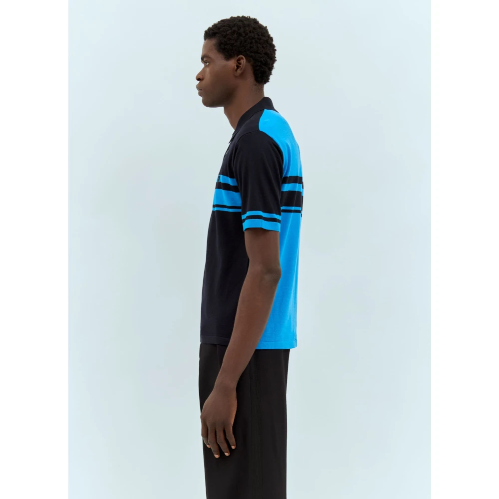 Wales Bonner Gestreept wollen gebreid poloshirt Blue Heren
