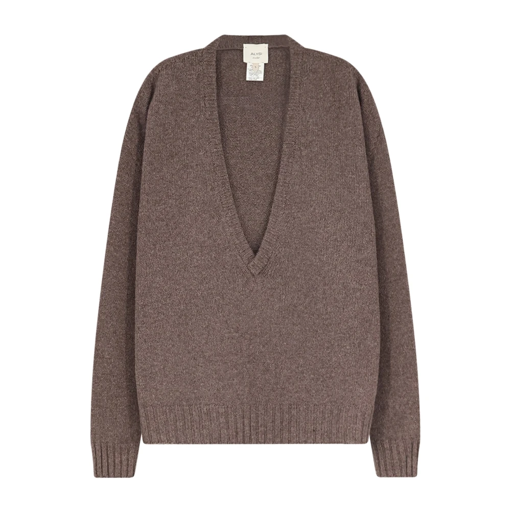 Alysi Jumpers - Female - V-Neck Knitwear - Brown - S - Knitwear