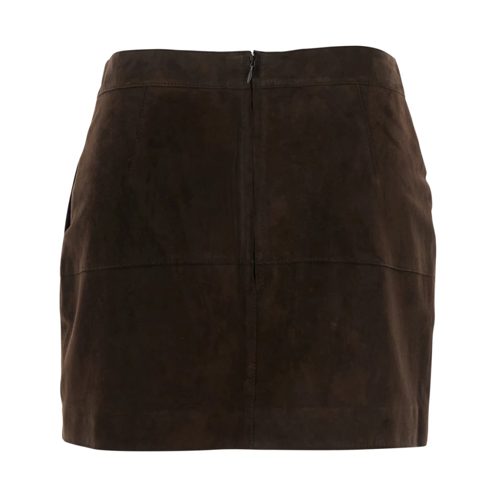 P.a.r.o.s.h. Bruine Suède Korte Rok met Zakken Brown Dames