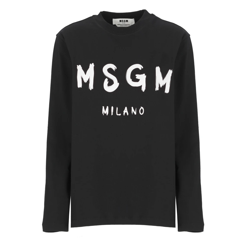 Msgm Zwart Katoenen Crew Neck T-shirt Black Dames