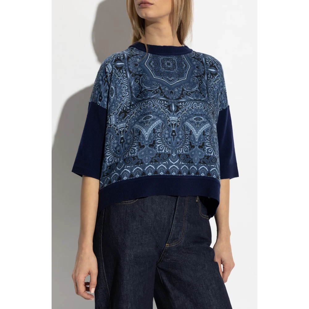 ETRO Top met decoratief patroon Blue Dames