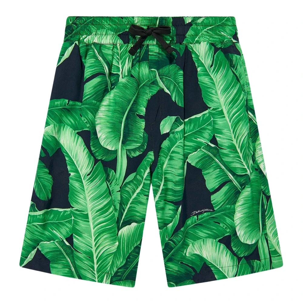 Dolce & Gabbana Boys Green Banana Leaf Bermuda Shorts