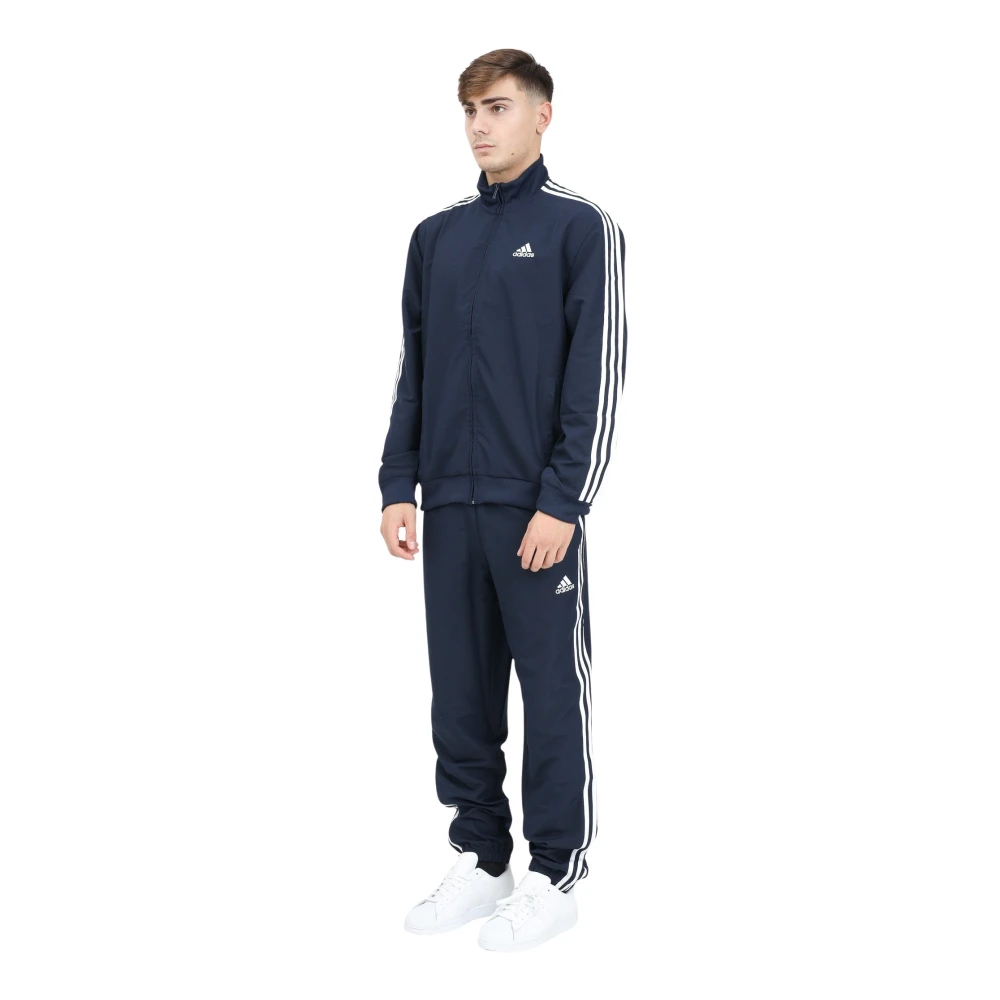 Adidas Sportieve Blauwe Geweven 3-Stripes Jumpsuit Blue Heren