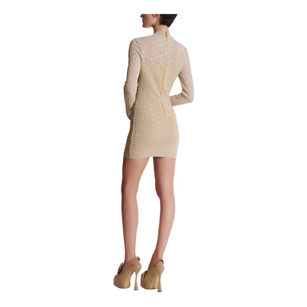 Balmain PB Labyrinth gebreide jurk Beige Dames