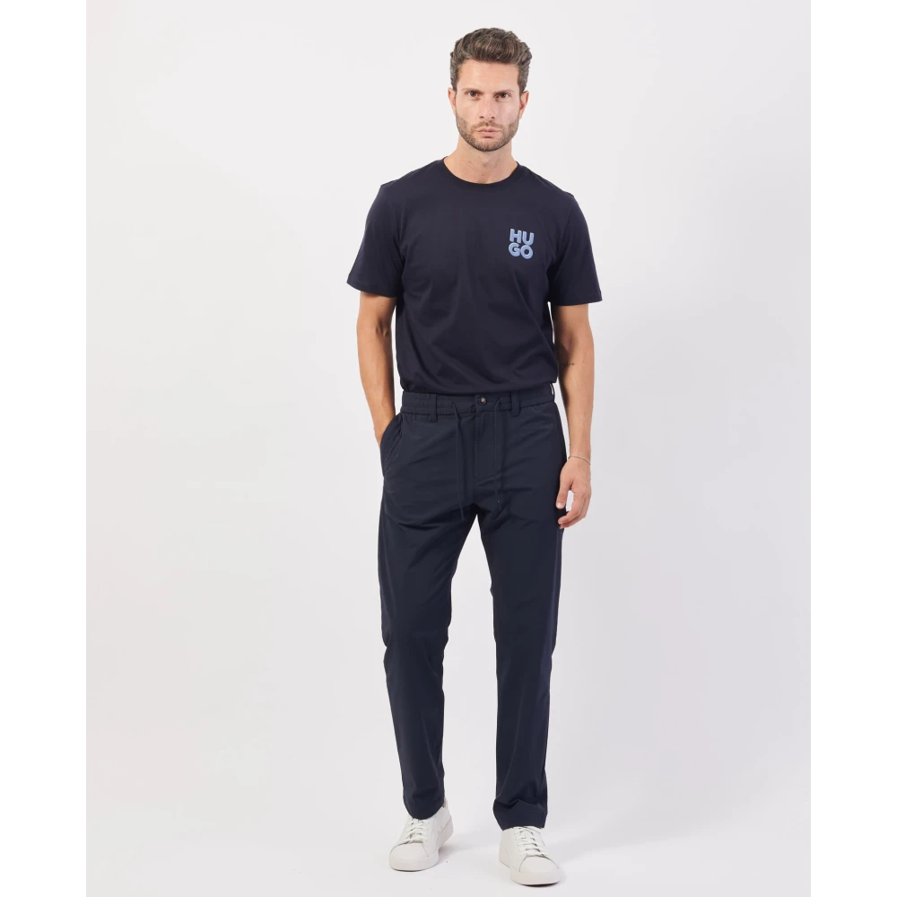 Hugo Boss Blauwe Chino Broek Slim Fit Elastisch Blue Heren