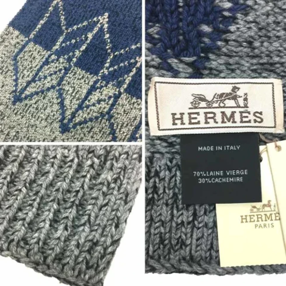 Hermès Vintage Pre-owned Cashmere scarves Blue Dames