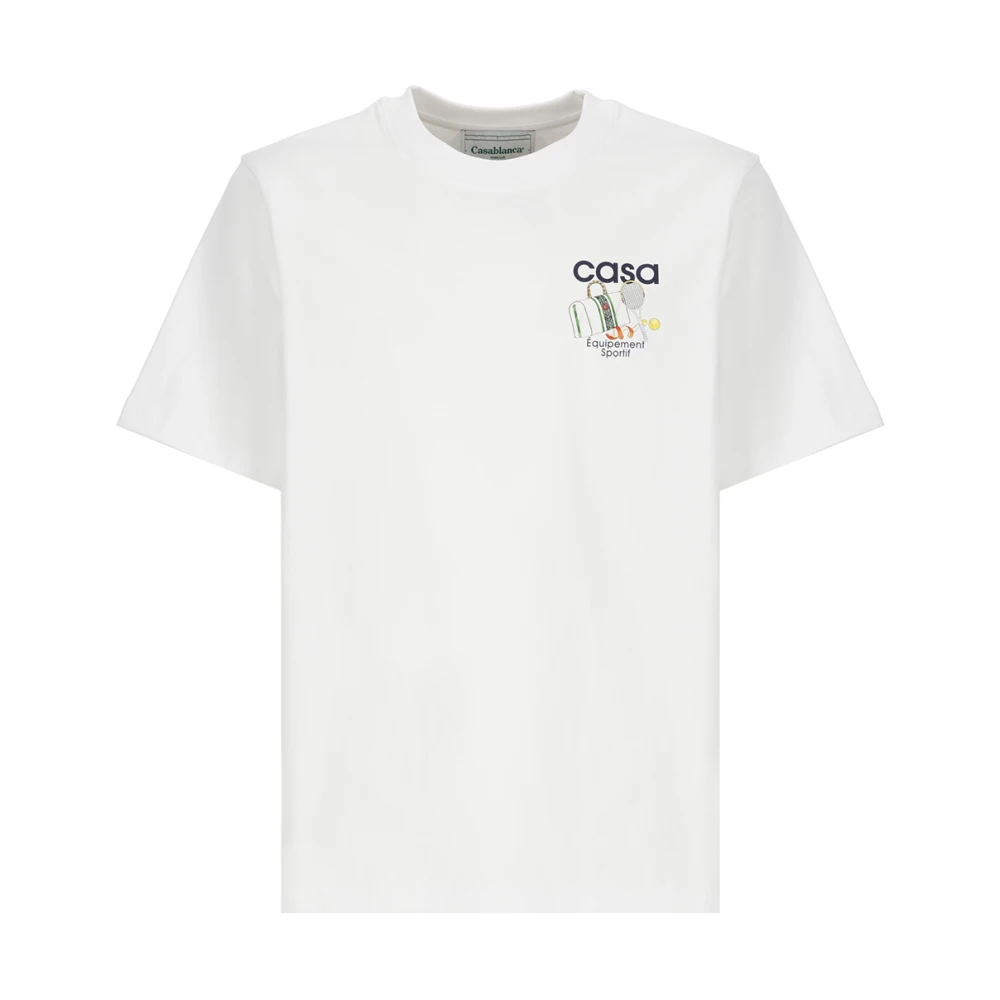 Casablanca Sportif Logoed Vit Bomull T-shirt för Män White, Herr