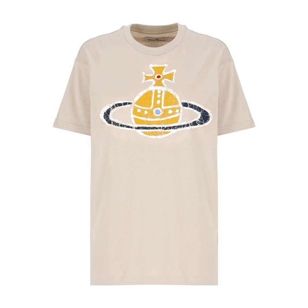 Vivienne Westwood Beige T-shirt med Orb Print Beige, Dam