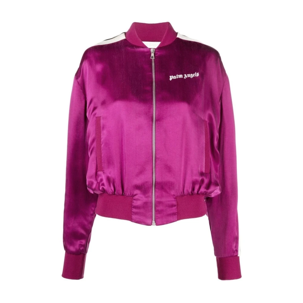 Palm Angels Women's Track Bomber Jacket in Red, Size S, Zip-Fastening Layer with Logo Print - Image 3