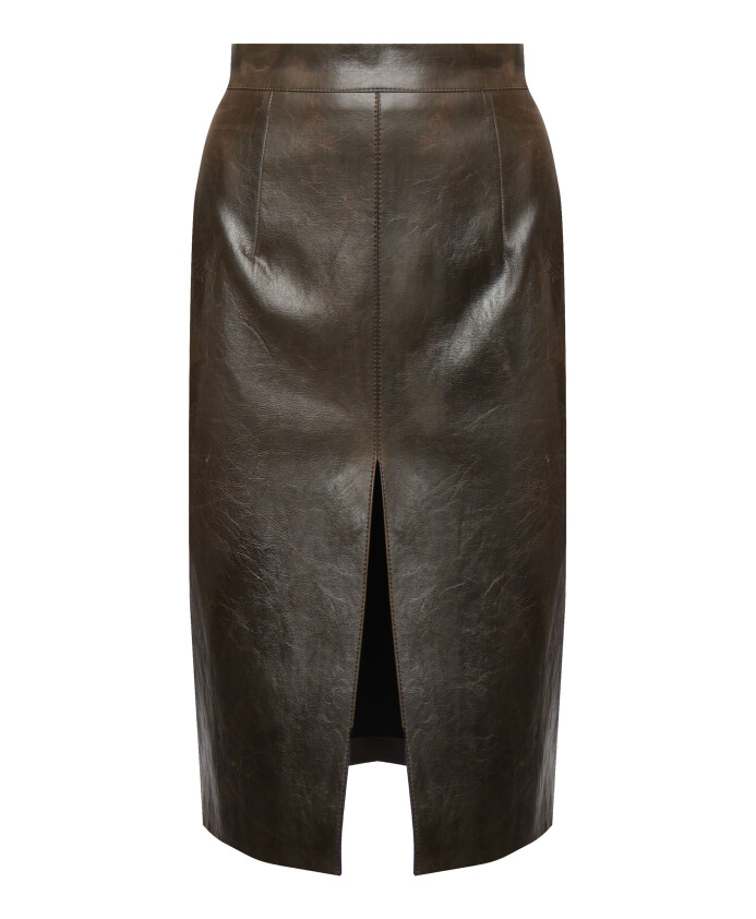 vintage-bruine-pencil-rok-met-split