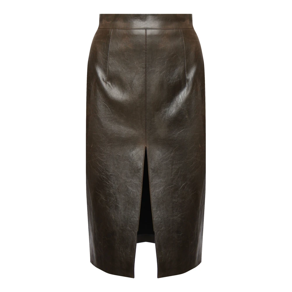 Nineminutes Vintage Bruine Pencil Rok met Split Green Dames