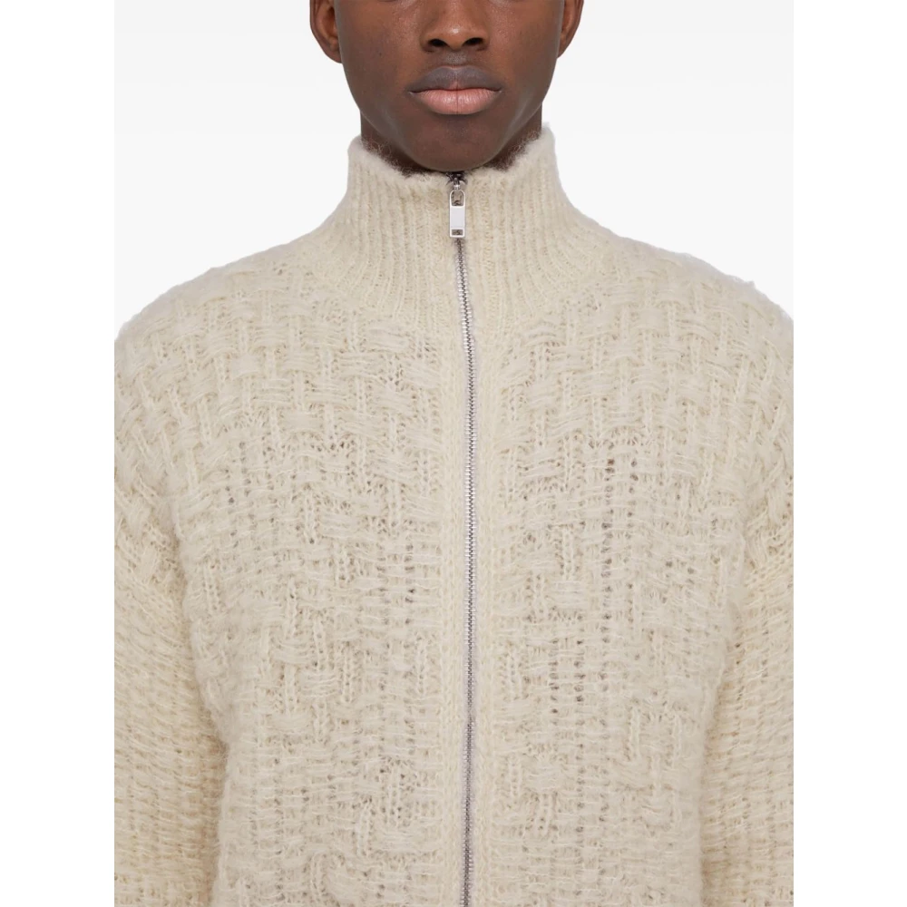 Jil Sander Mohair Alpaca Zip-Up Sweater Beige Heren