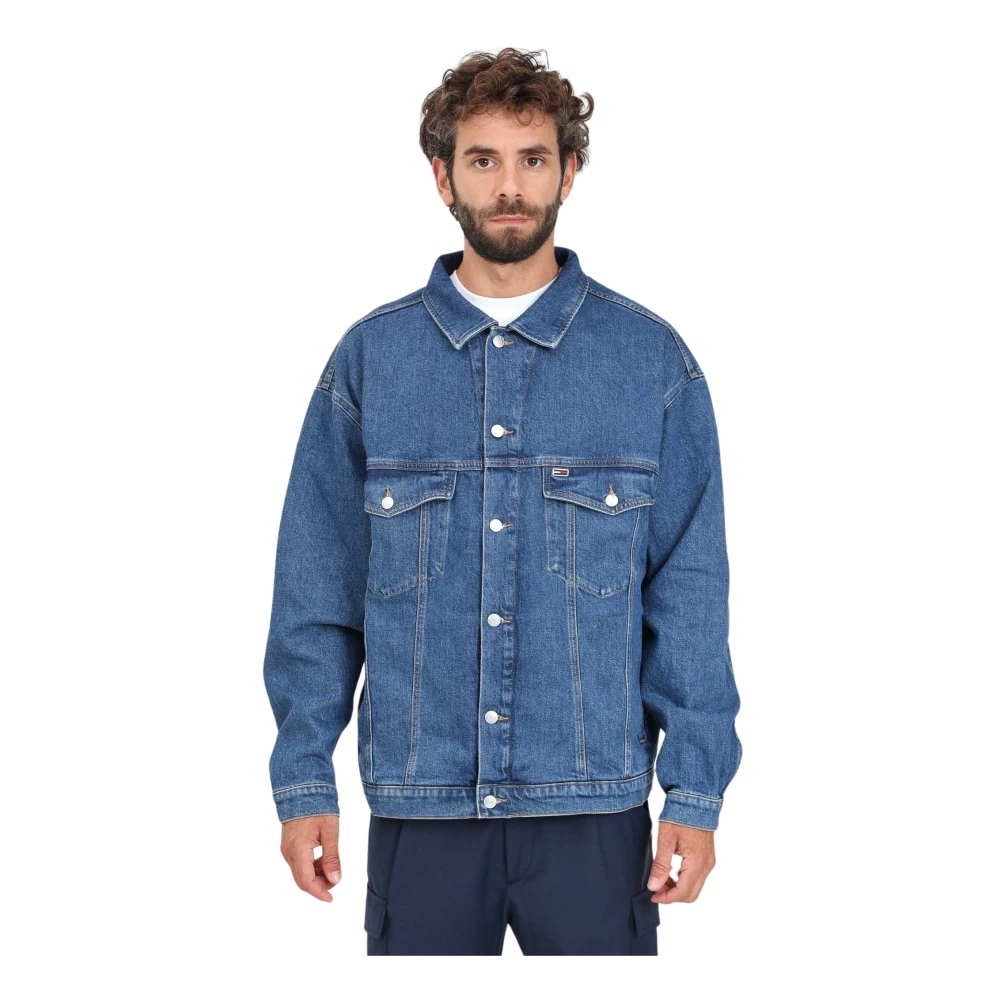 Tommy Jeans Blauwe Denim Trucker Jack Oversized Fit Blue Heren