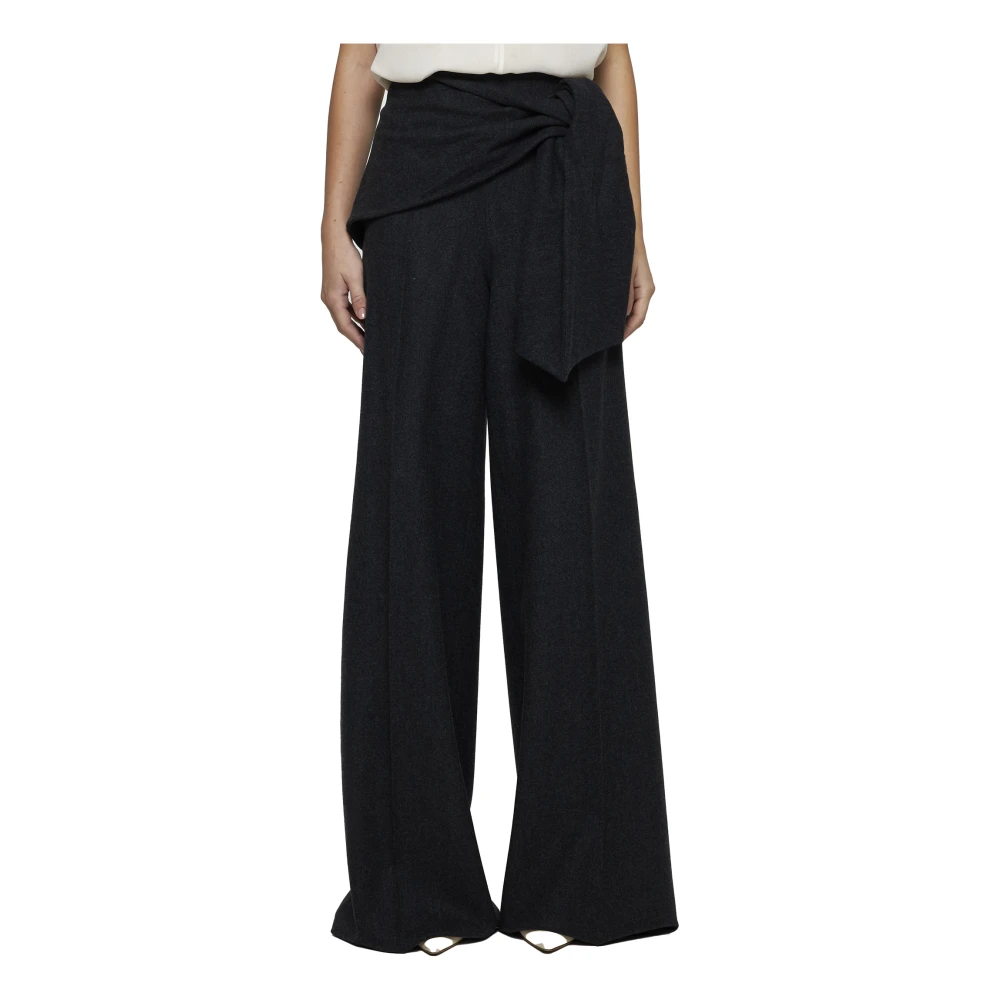 Max Mara Donkergrijze Wollen Broek Wijde Pijp Gray Dames