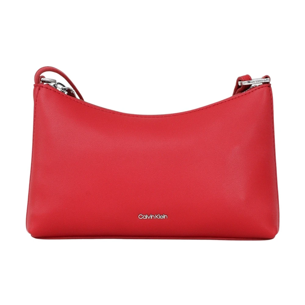Calvin Klein Rode Schoudertas Minimalistisch Elegant Veelzijdig Red Dames