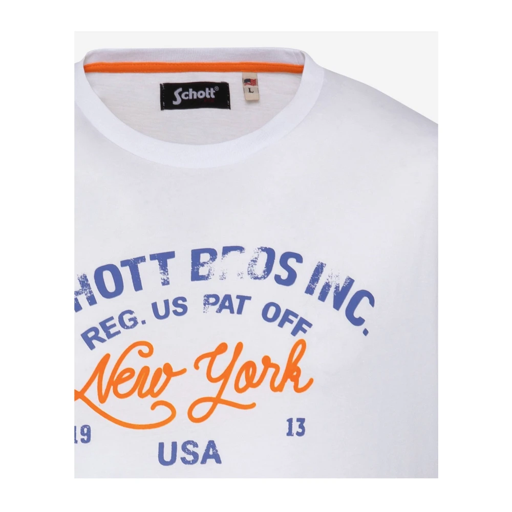 Schott NYC Katoenen T-shirt Toby White Heren