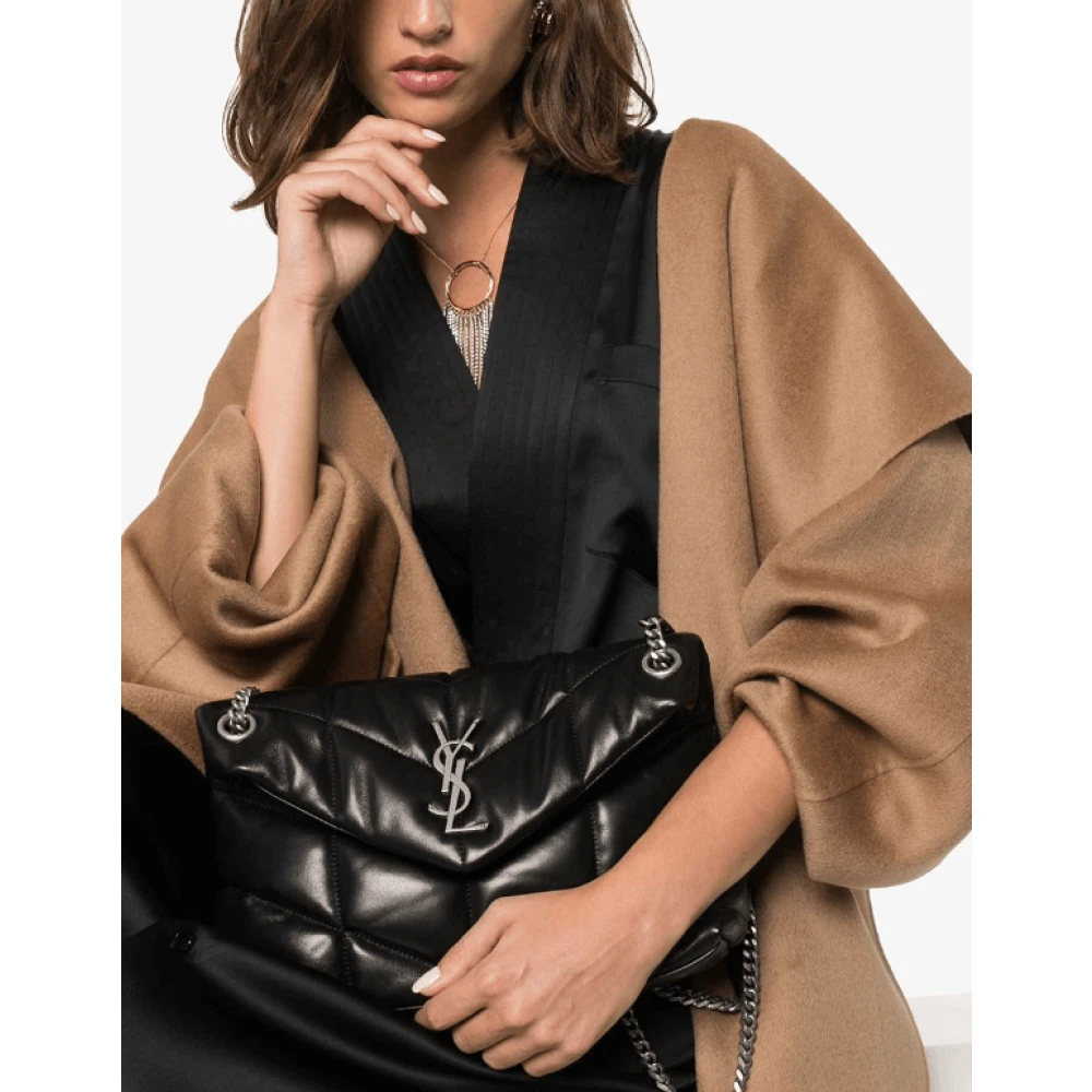 Saint Laurent Gewatteerde Zwarte Leren Schoudertas Black Dames