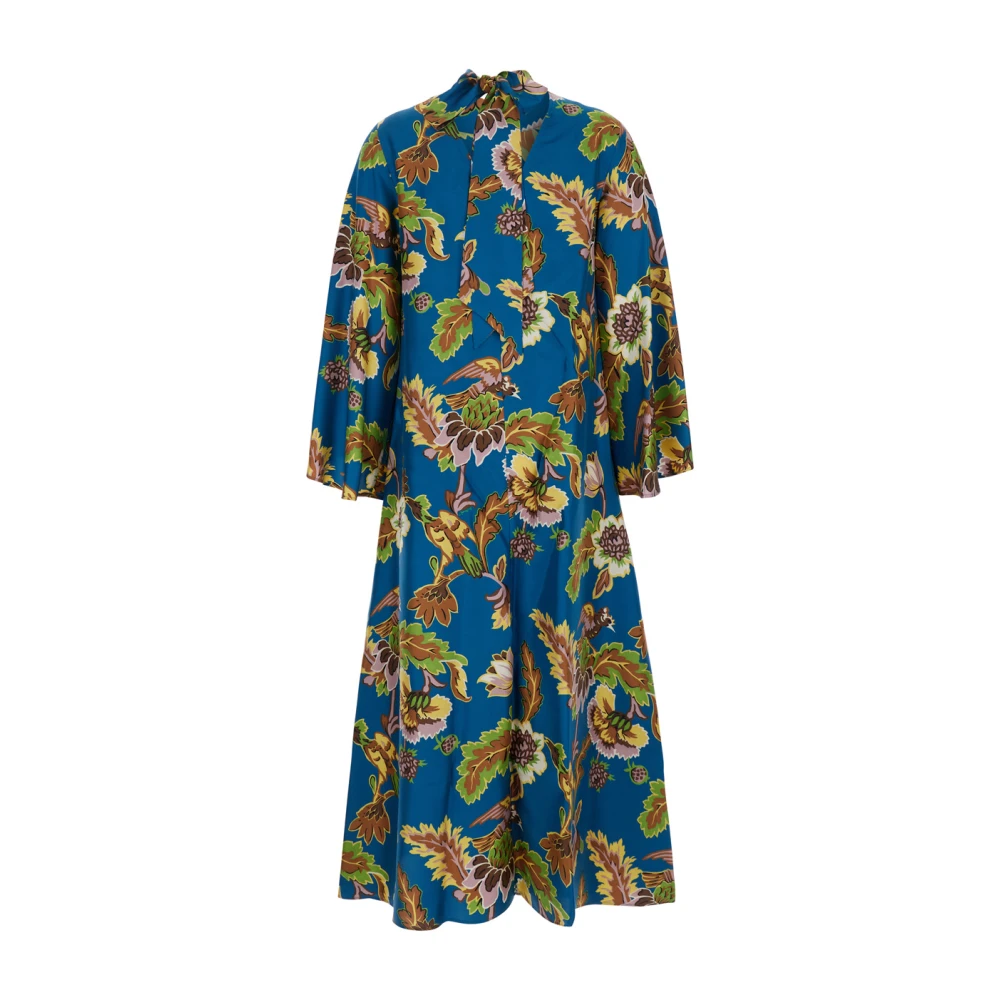 La DoubleJ Bloemenzijden lange jurk multicolor Dames