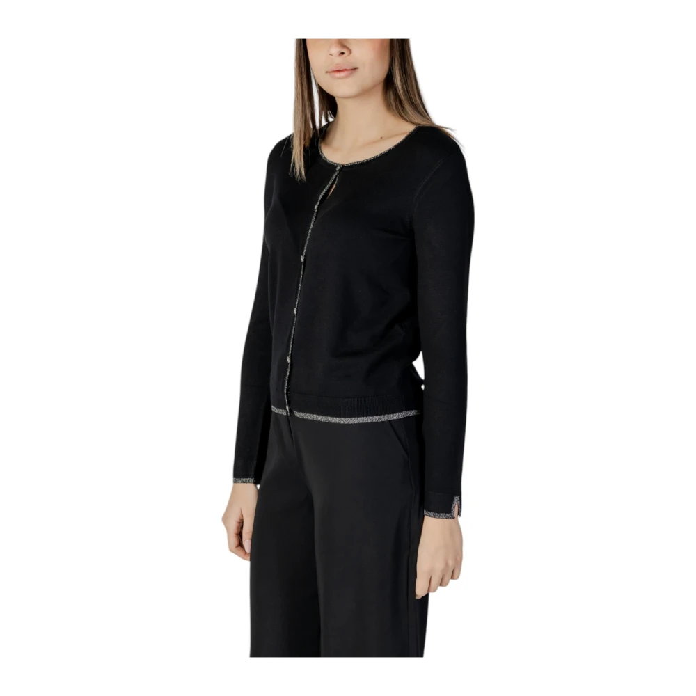 Liu Jo Vrouw Zwart Ronde Hals Button-Up Lange Mouw Cardigan