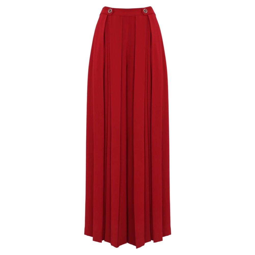 Twinset Rode Geplooide Broek met Zijrits Red Dames