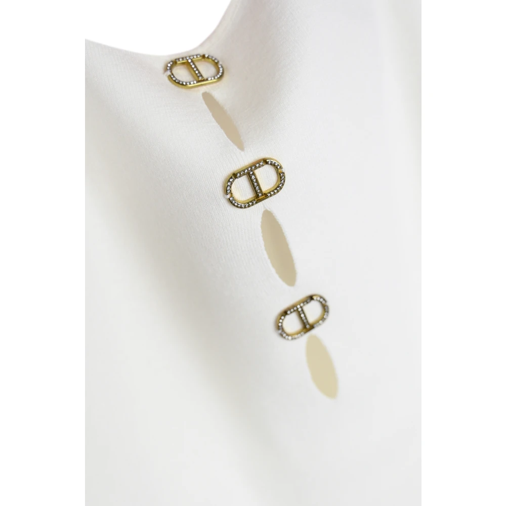 Twinset Omkeerbare mouwloze top met logodetail White Dames