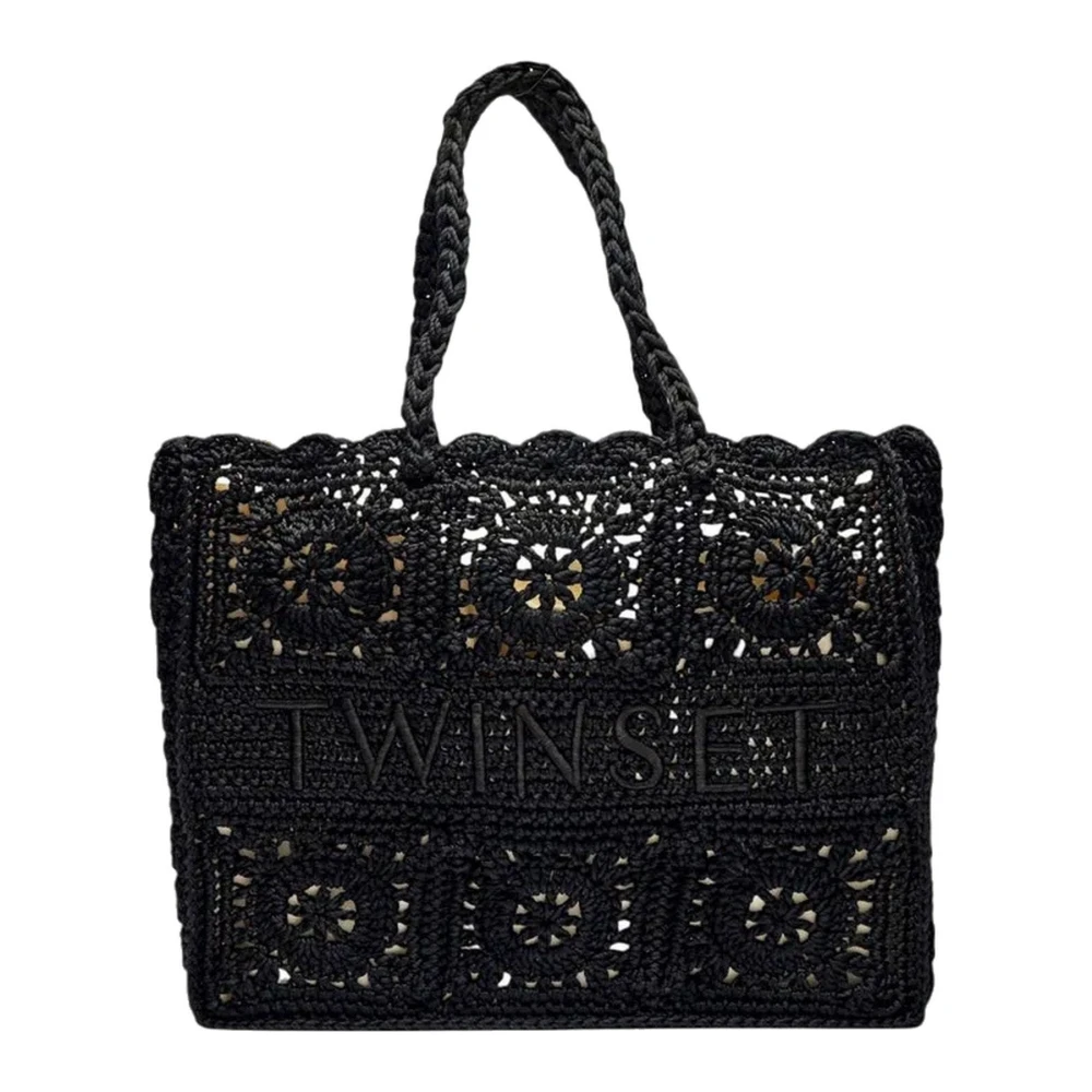 Twinset Women's Black Shoulder Bag In Polyester - Shopping Bags - One Size - Bags