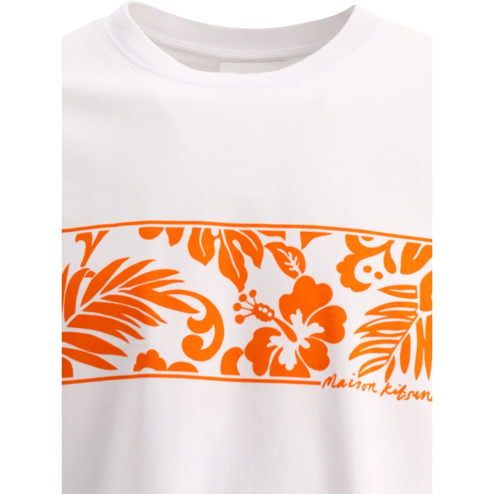 Maison Kitsuné Tropische Band T-Shirt 100% Katoen White Heren