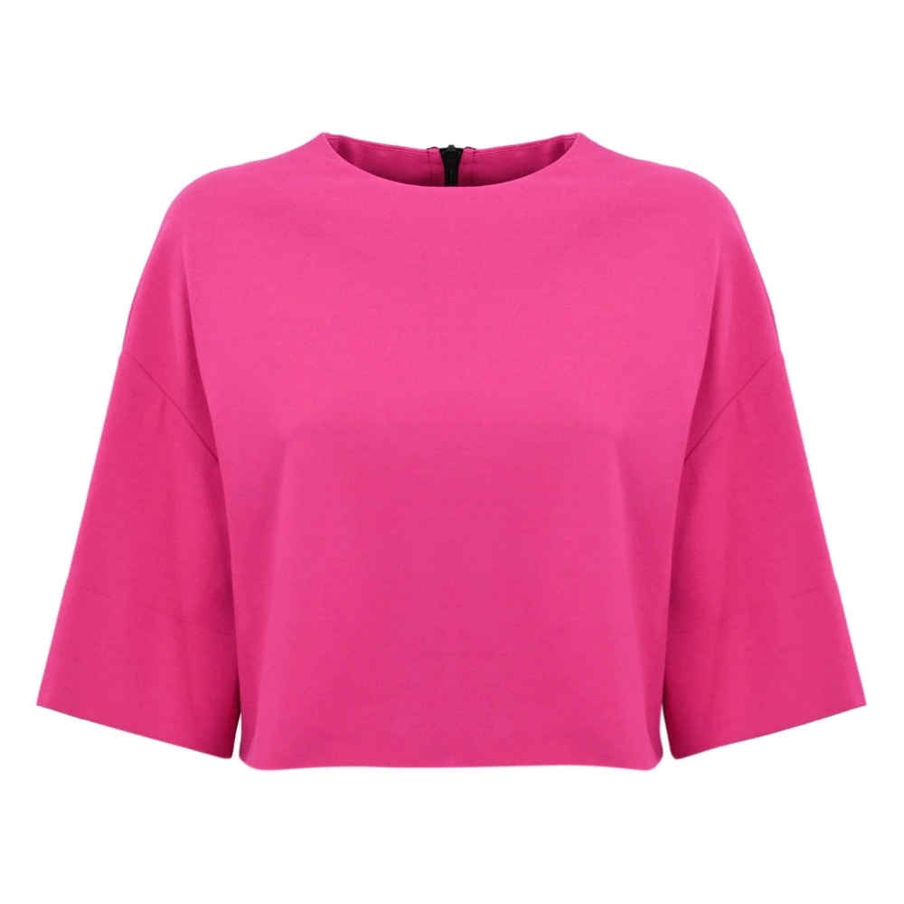 Liviana Conti Fuchsia Cropped Korte Mouw Shirt Pink Dames