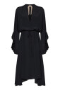 black-v-neck-dress-with-ruffles