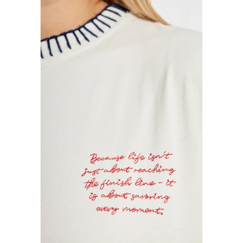 Golden Goose T-shirt met geborduurd patroon White Dames
