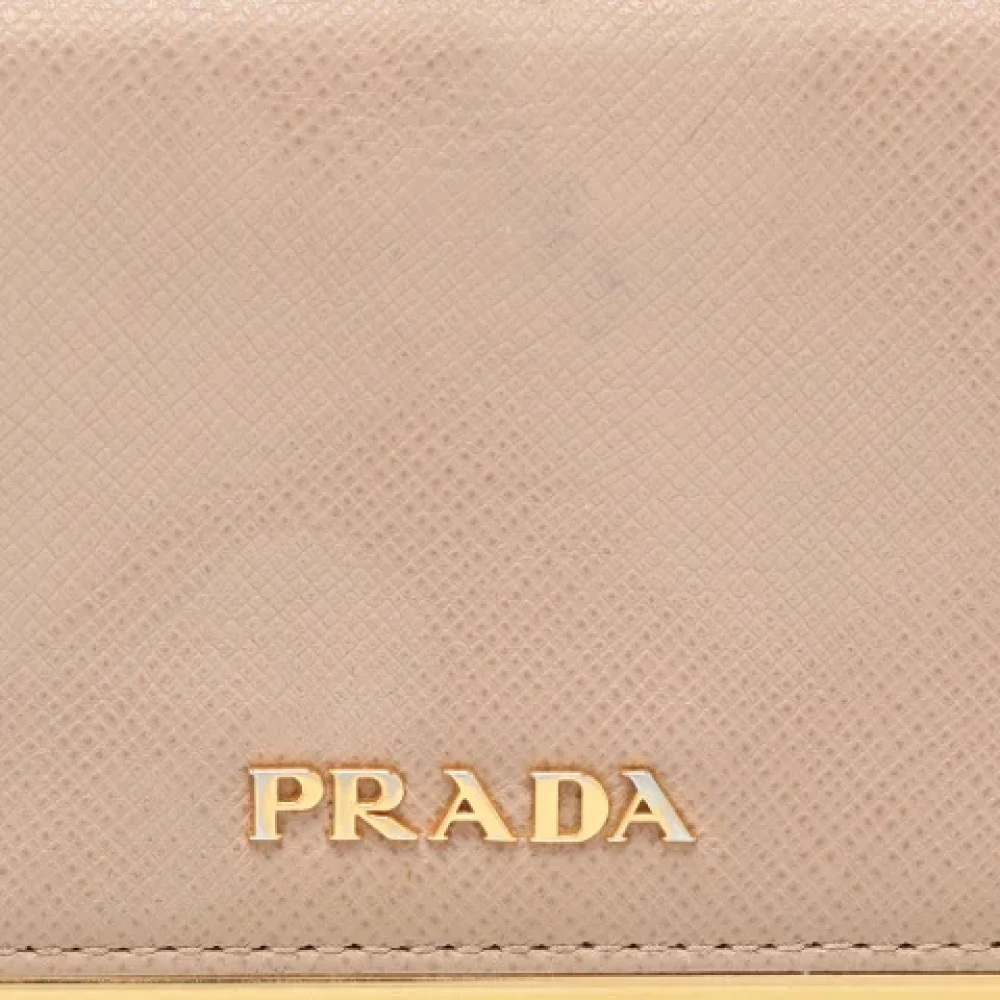 Prada Vintage Pre-owned Leather wallets Beige Dames