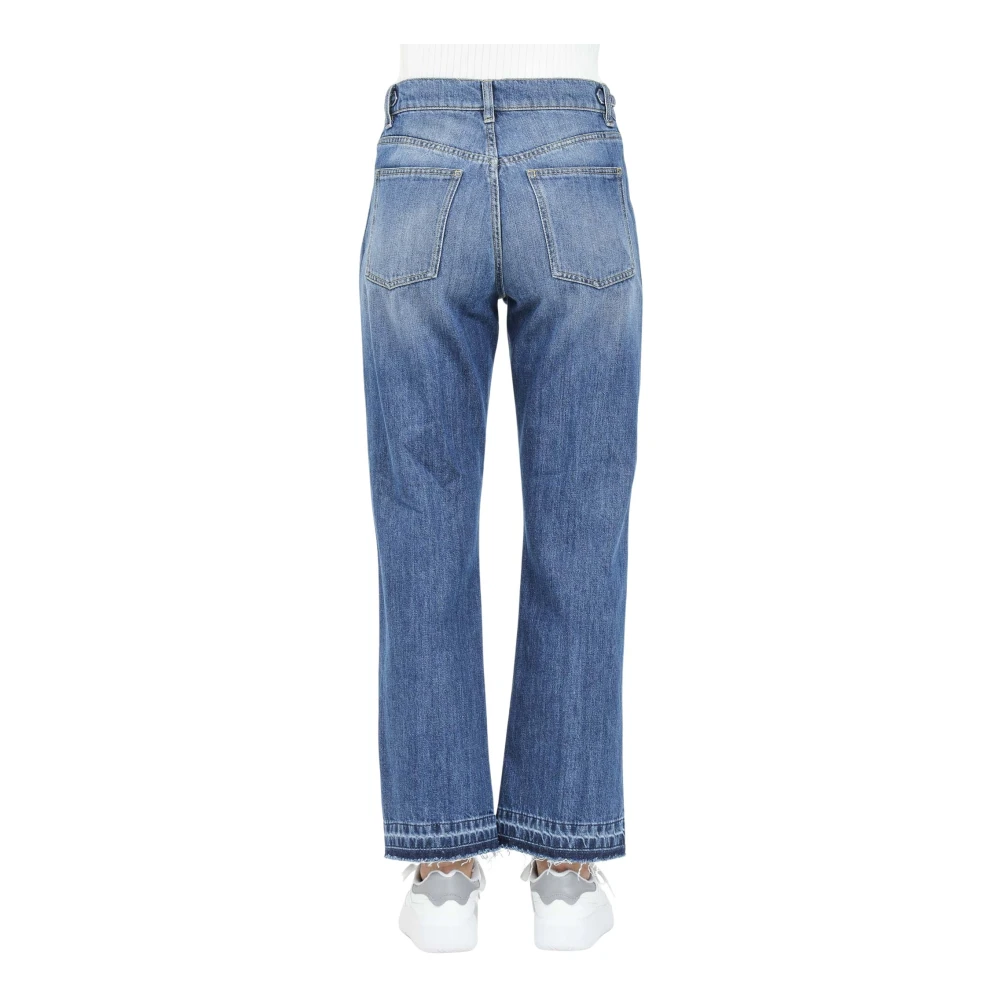 Gaëlle Paris Blauwe Gewassen Denim Jeans met Gouden Kettingriem Blue Dames