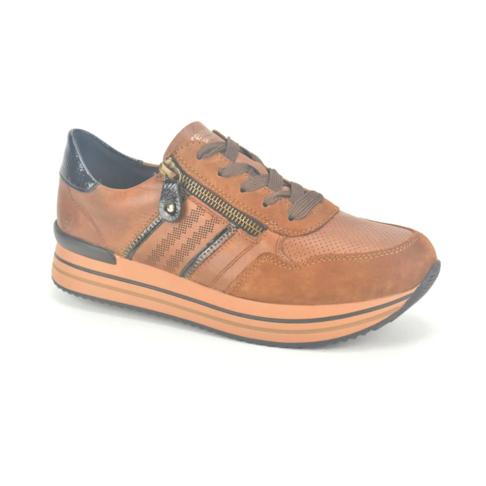 Remonte Stijlvolle Runner in Cognac en Dames Schoenen Bruin