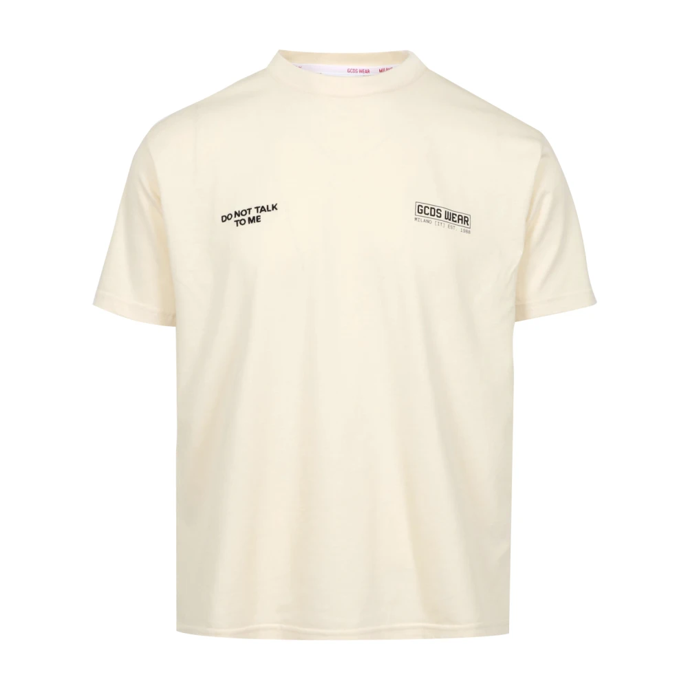 Gcds Optisch Wit Katoenen T-shirt met Bedrukt Logo White Heren