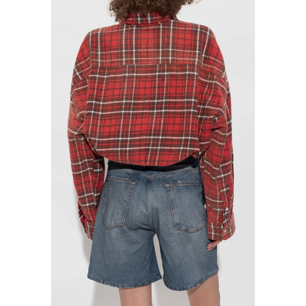 R13 Shirt met Ruitpatroon Red Dames