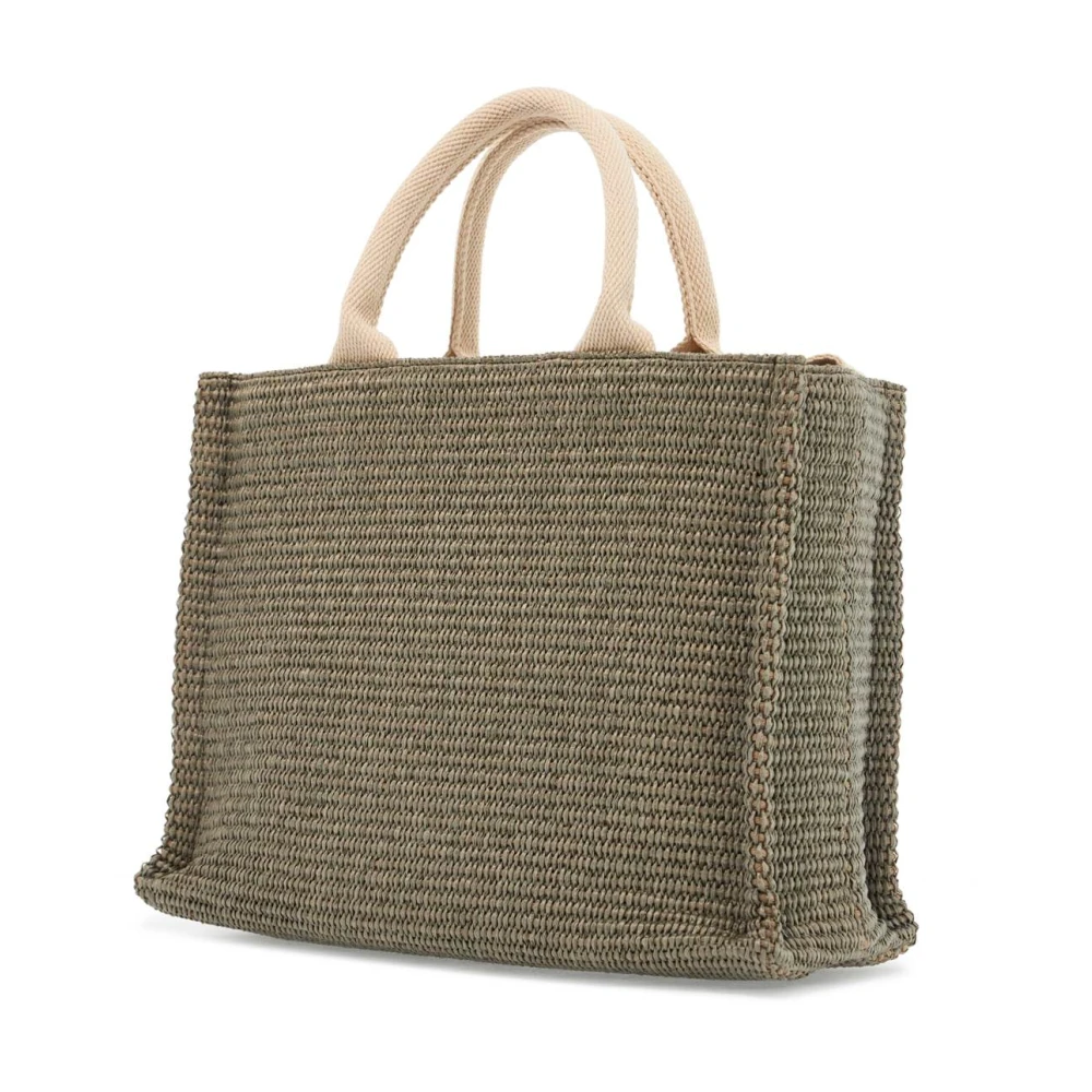 Marni Raffia-effect Kleine Tote Tas Green Dames