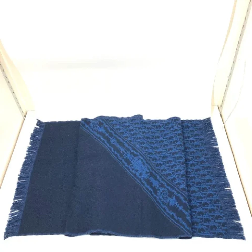 Dior Vintage Pre-owned Wool scarves Blue Dames