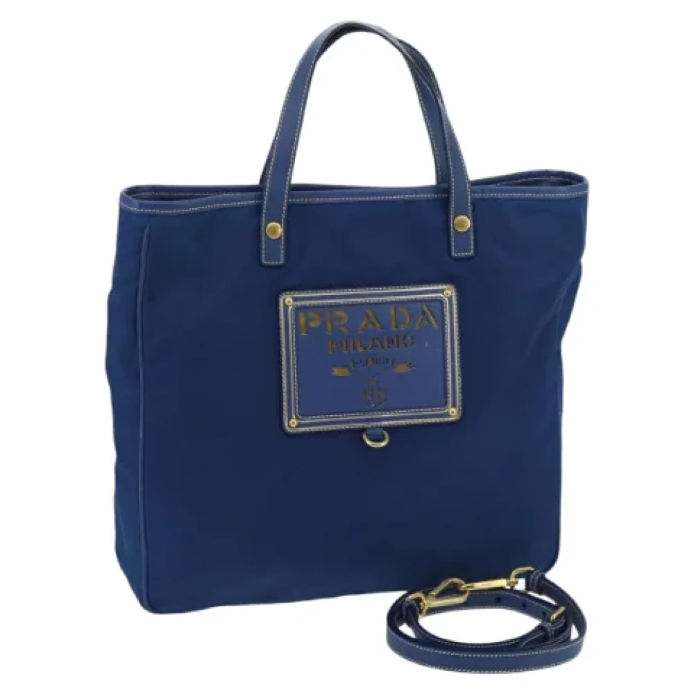 Prada Vintage Pre-owned Nylon handbags Blue Dames
