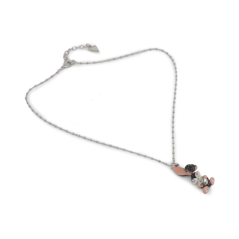 Guess Women's Gray Charm Necklace With Steel Appliques