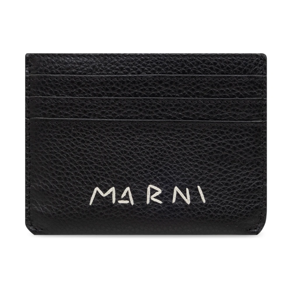 Marni Leren kaarthouder Black Heren