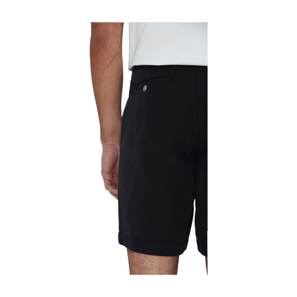 Oscar Jacobson Navy Linnen Blend Zomer Shorts Blue Heren