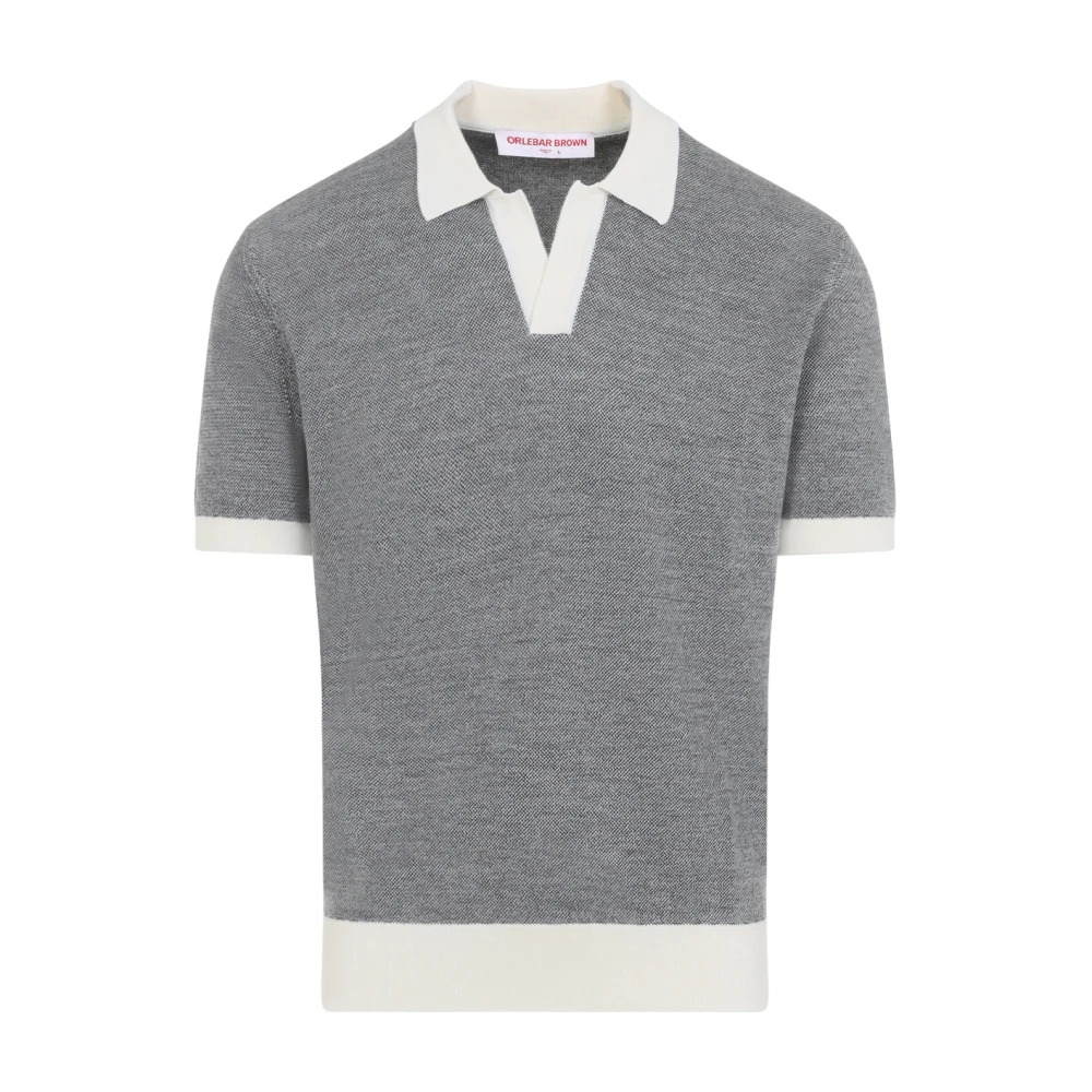 Orlebar Brown Men's Gray Polo Shirts, Xl, Horton Merino Polo