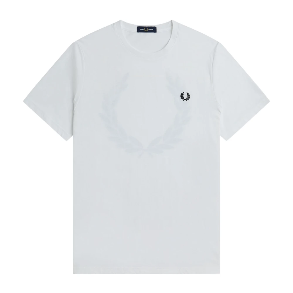 Fred Perry T-shirt med grafiskt tryck av lagerkrans på baksidan White, Herr
