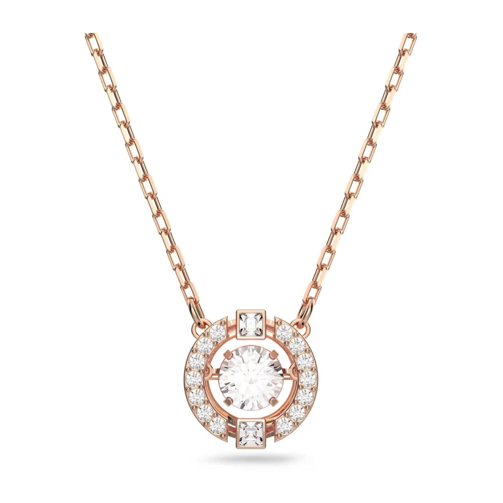 Swarovski Una Necklace Round Cut White 18K Rose Gold Finish - Image 3